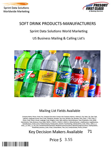 SOFT DRINK PRODUCTS-MANUFACTURERS