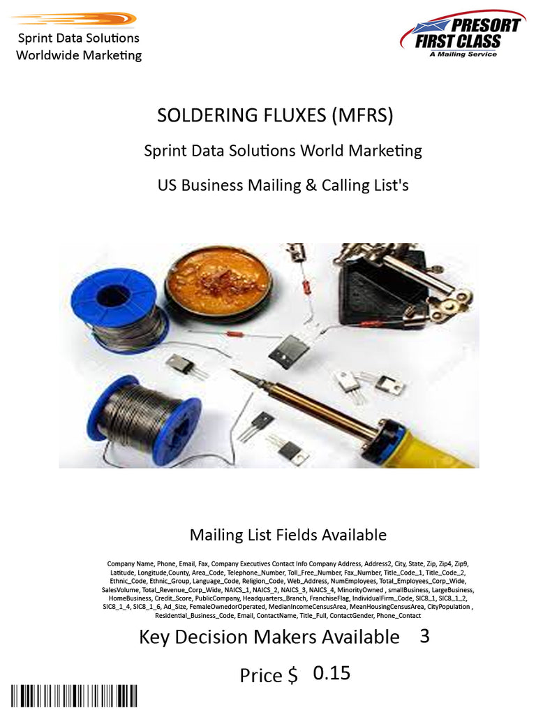 SOLDERING FLUXES (MFRS)