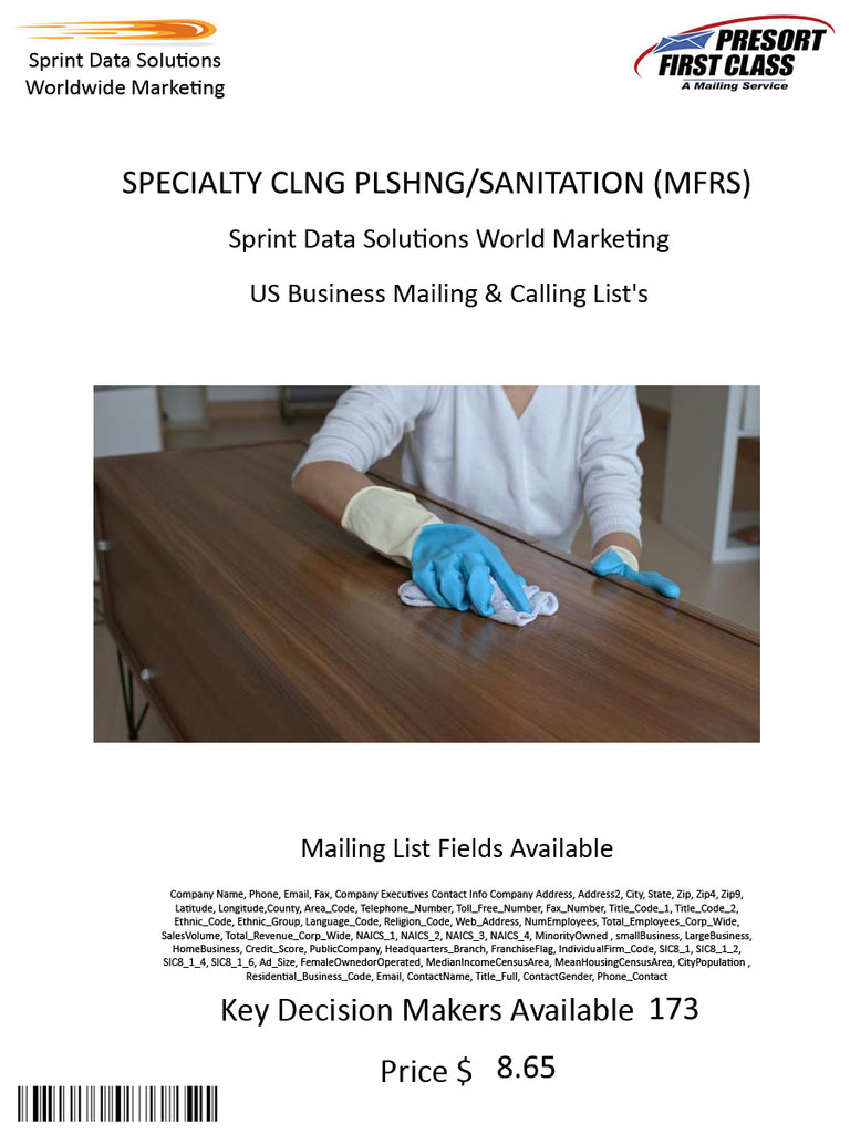 SPECIALTY CLNG PLSHNG/SANITATION (MFRS)