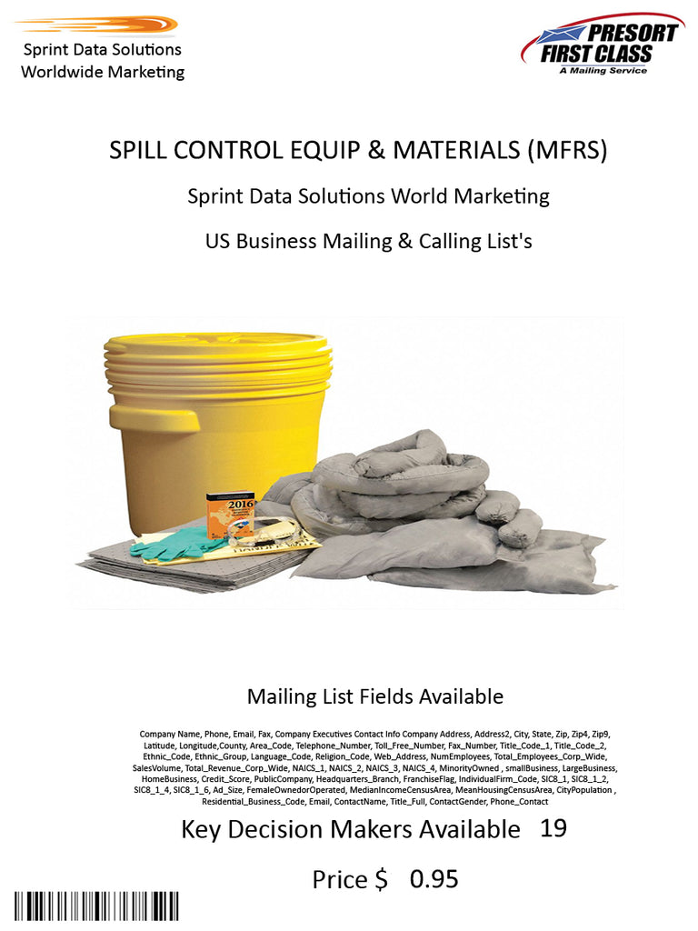 SPILL CONTROL EQUIP & MATERIALS (MFRS)