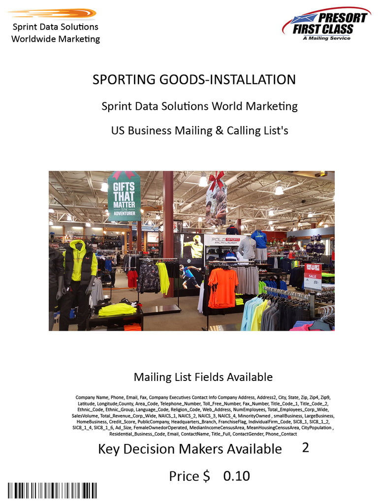 SPORTING GOODS-INSTALLATION