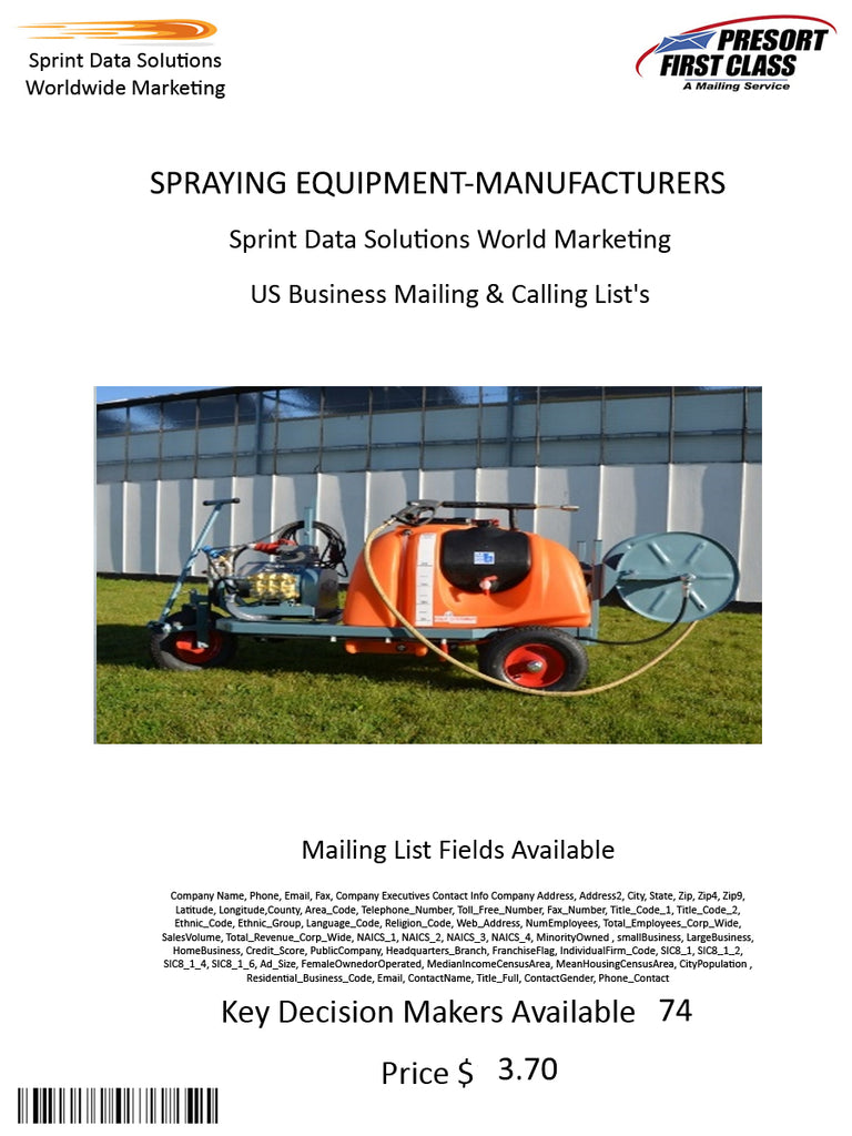 SPRAYING EQUIPMENT-MANUFACTURERS