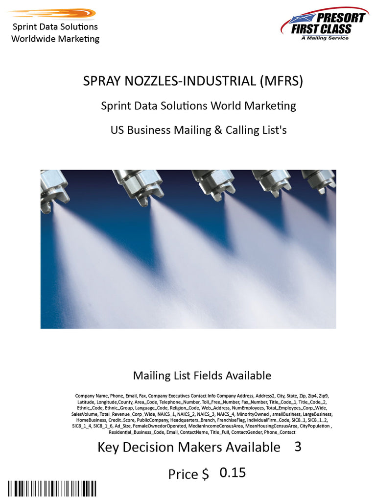 SPRAY NOZZLES-INDUSTRIAL (MFRS)