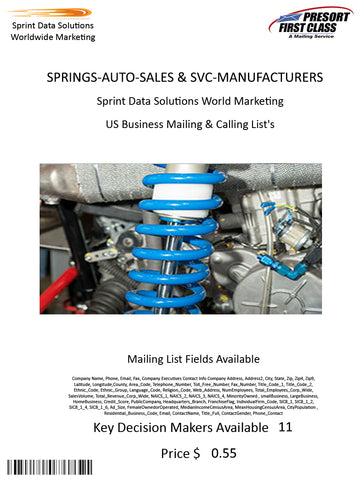 SPRINGS-AUTO-SALES & SVC-MANUFACTURERS