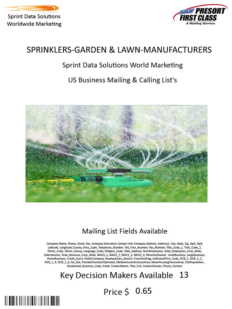 SPRINKLERS-GARDEN & LAWN-MANUFACTURERS