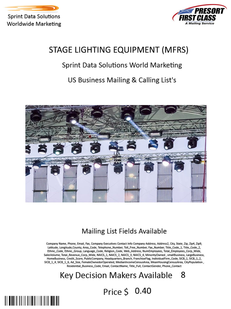 STAGE LIGHTING EQUIPMENT (MFRS)