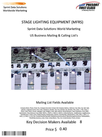 STAGE LIGHTING EQUIPMENT (MFRS)