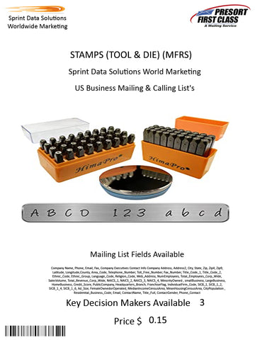 STAMPS (TOOL & DIE) (MFRS)