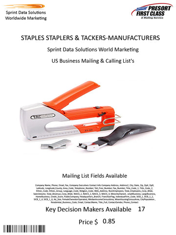 STAPLES STAPLERS & TACKERS-MANUFACTURERS