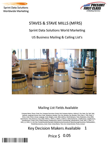 STAVES & STAVE MILLS (MFRS)