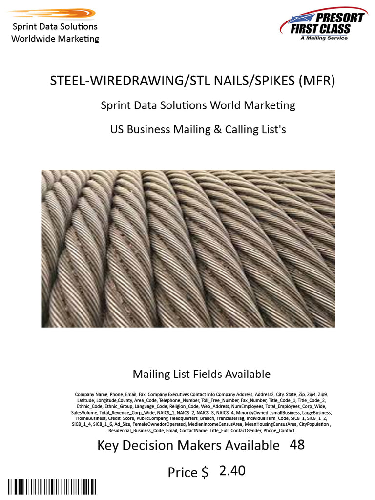 STEEL-WIREDRAWING/STL NAILS/SPIKES (MFR)