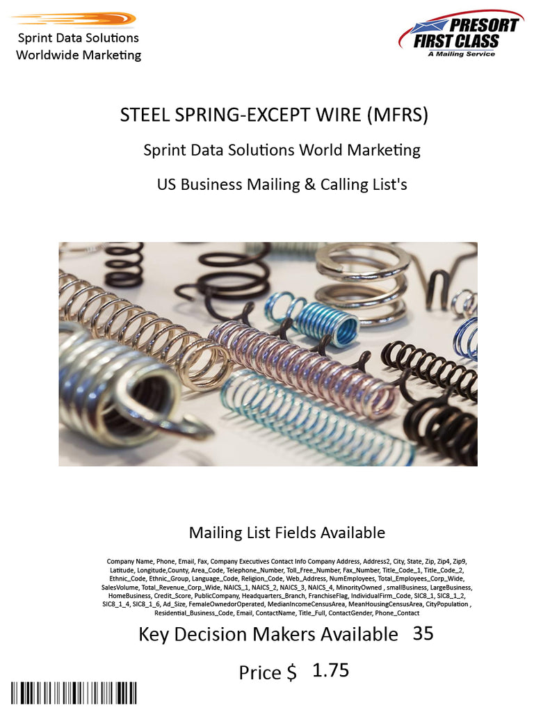 STEEL SPRING-EXCEPT WIRE (MFRS)