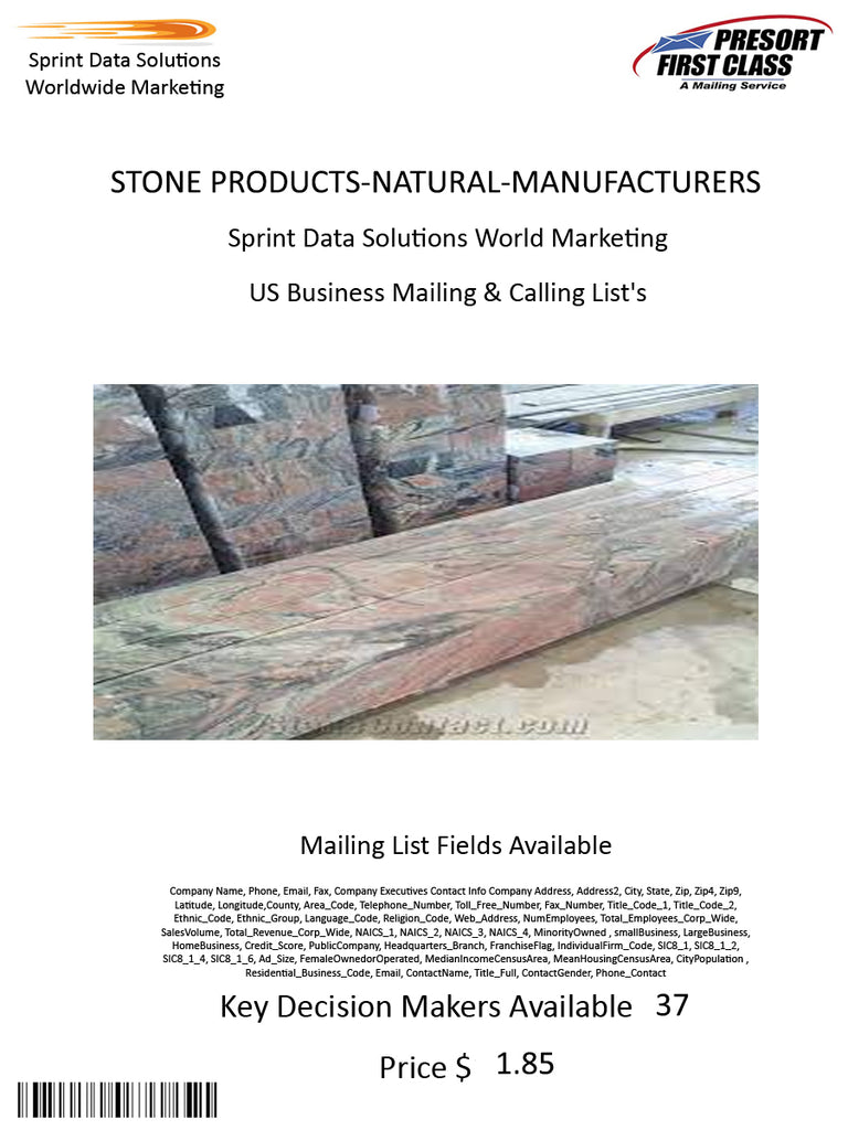 STONE PRODUCTS-NATURAL-MANUFACTURERS