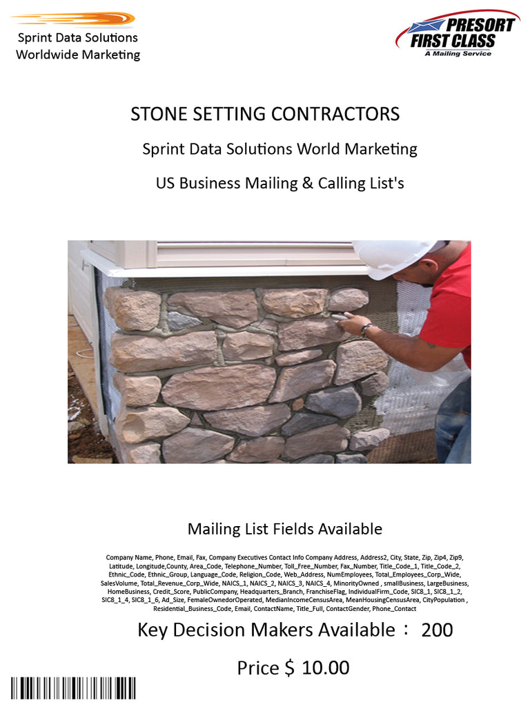 STONE SETTING CONTRACTORS