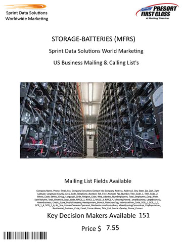 STORAGE-BATTERIES (MFRS)