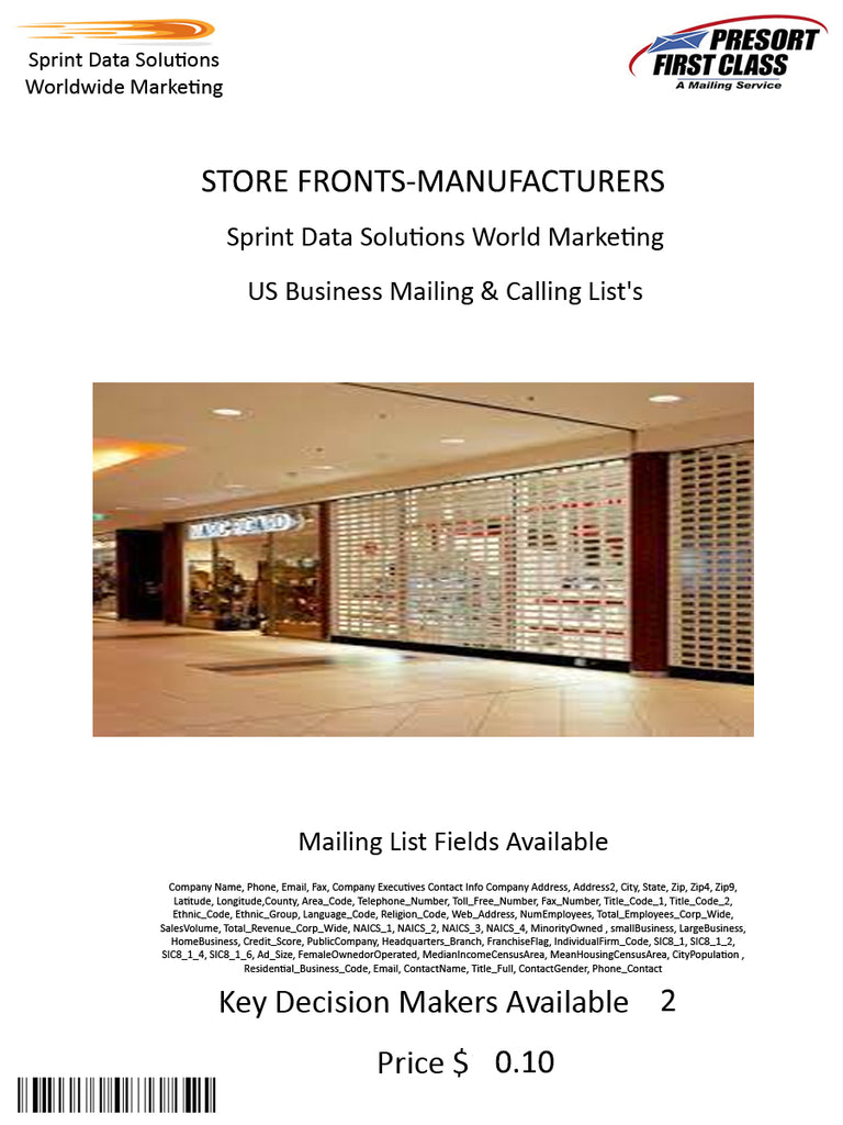 STORE FRONTS-MANUFACTURERS