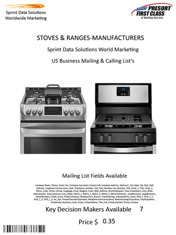 STOVES & RANGES-MANUFACTURERS