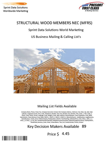 STRUCTURAL WOOD MEMBERS NEC (MFRS)