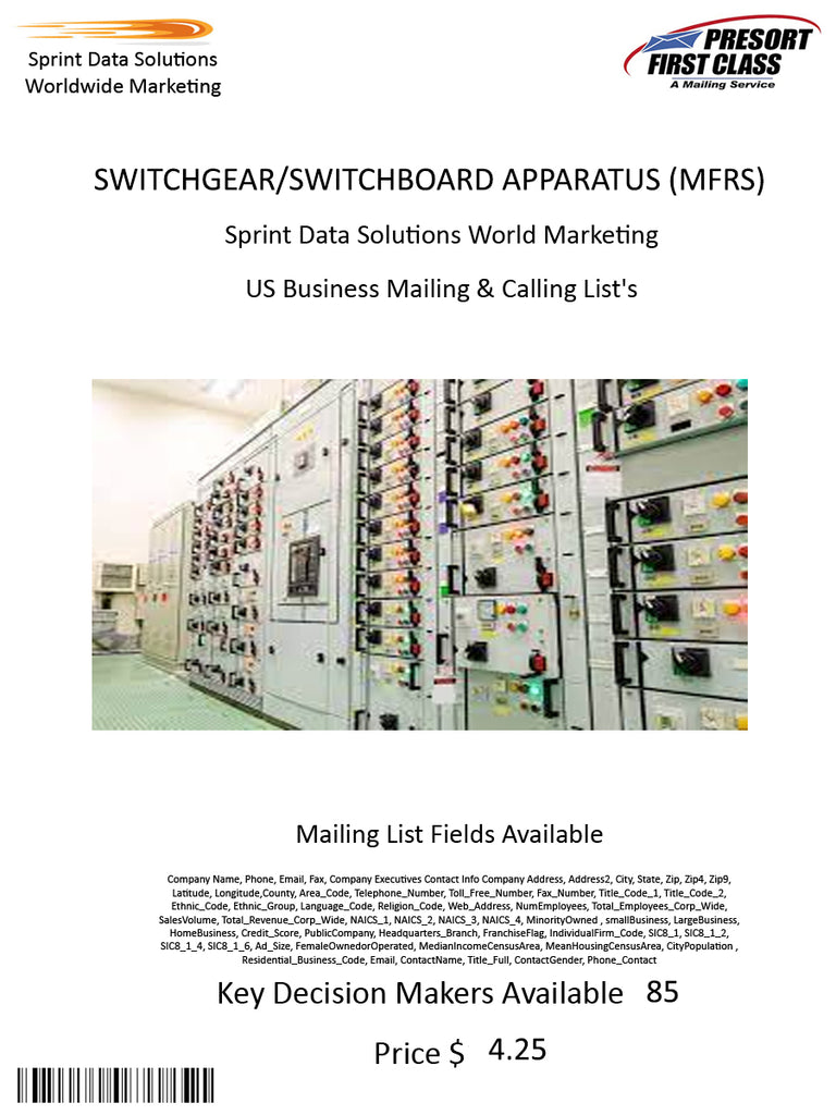 SWITCHGEAR/SWITCHBOARD APPARATUS (MFRS)