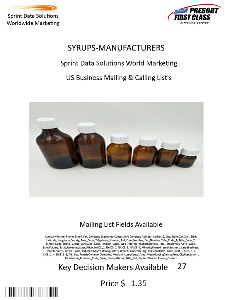 SYRUPS-MANUFACTURERS