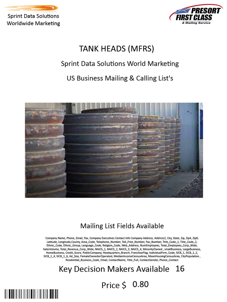 TANK HEADS (MFRS)