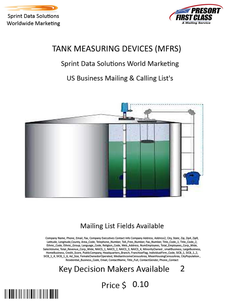 TANK MEASURING DEVICES (MFRS)