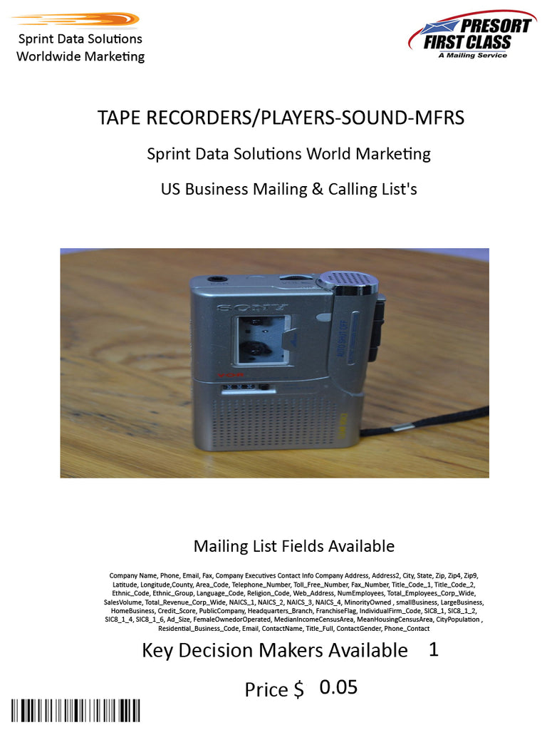 TAPE RECORDERS/PLAYERS-SOUND-MFRS