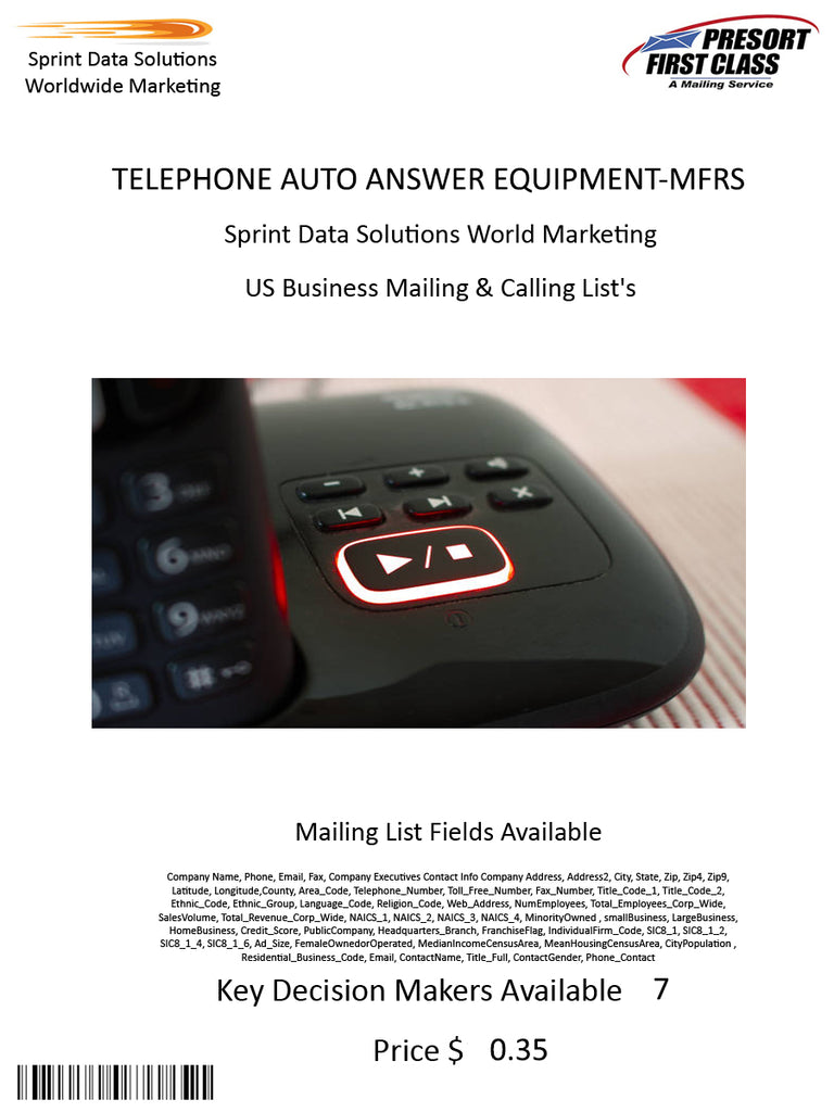 TELEPHONE AUTO ANSWER EQUIPMENT-MFRS