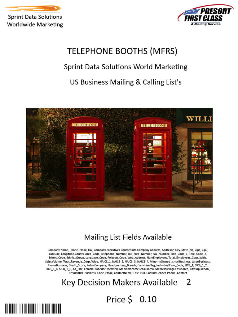 TELEPHONE BOOTHS (MFRS)