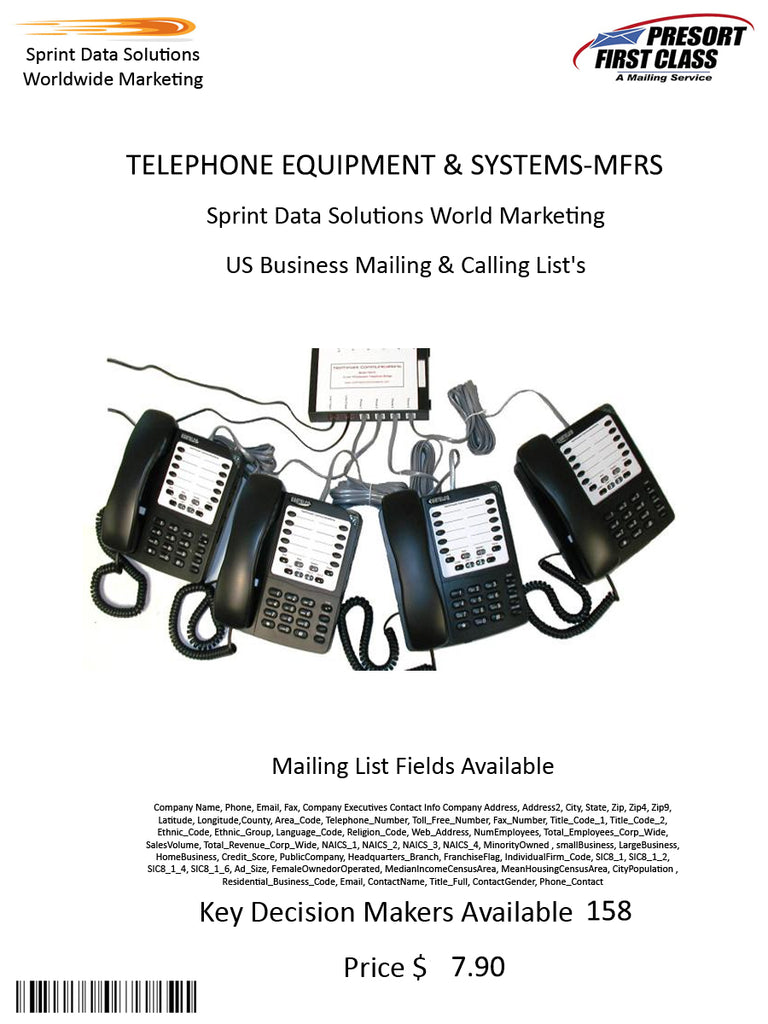 TELEPHONE EQUIPMENT & SYSTEMS-MFRS