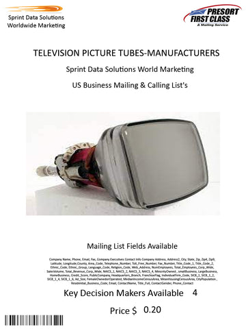 TELEVISION PICTURE TUBES-MANUFACTURERS