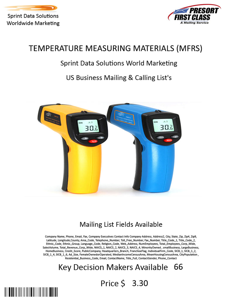 TEMPERATURE MEASURING MATERIALS (MFRS)