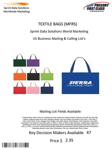 TEXTILE BAGS (MFRS)