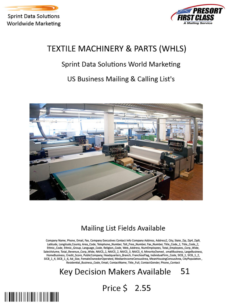 TEXTILE MACHINERY & PARTS (WHLS)