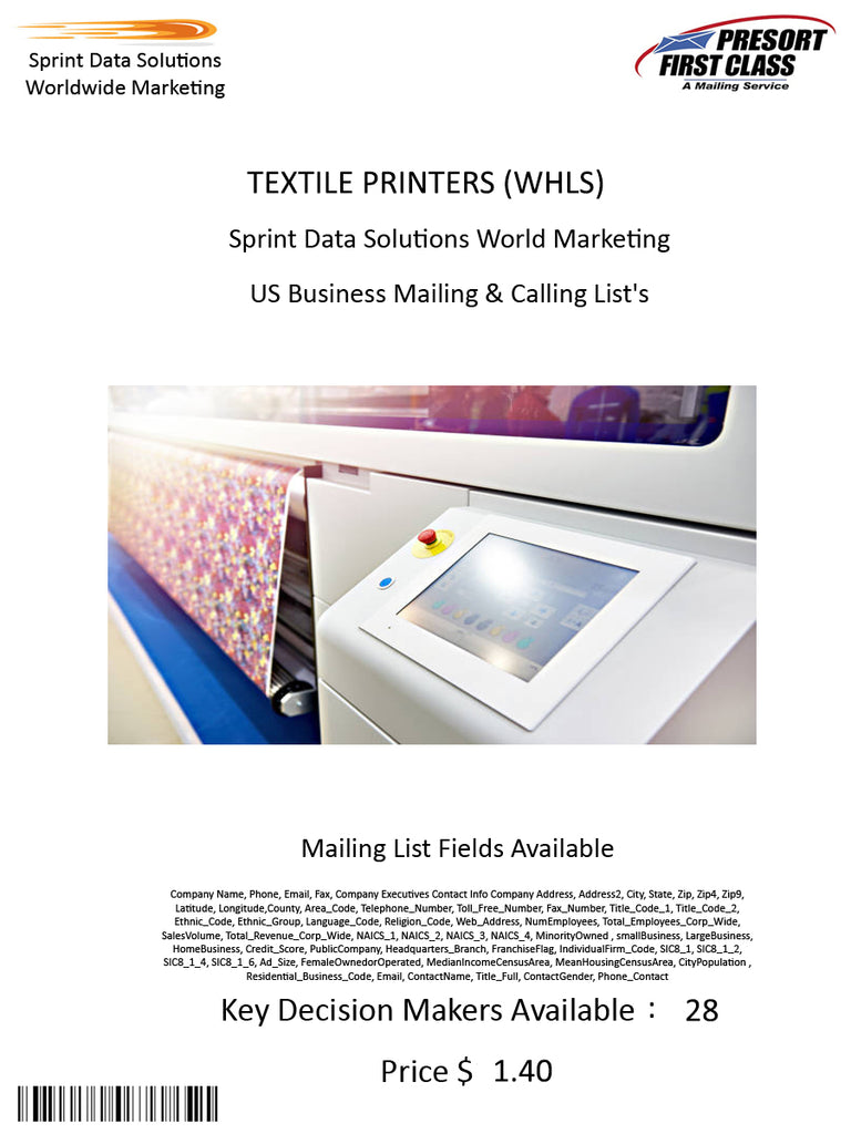 TEXTILE PRINTERS (WHLS)