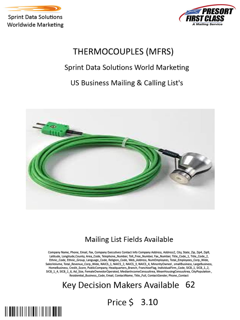 THERMOCOUPLES (MFRS)