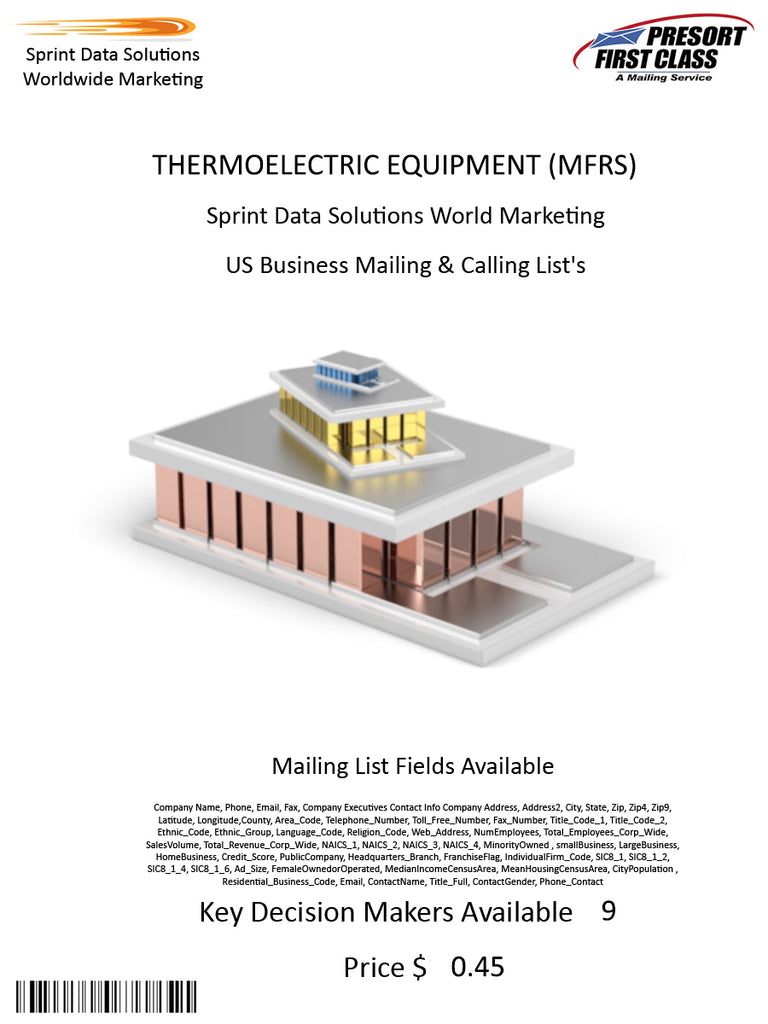 THERMOELECTRIC EQUIPMENT (MFRS)