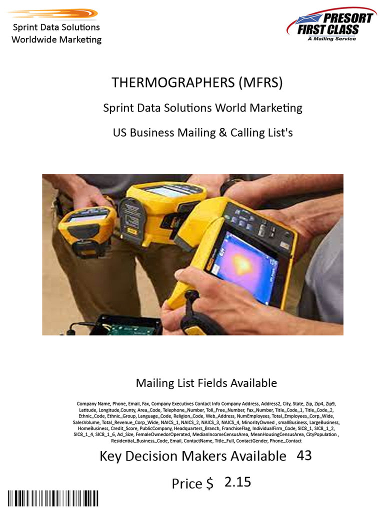 THERMOGRAPHERS (MFRS)