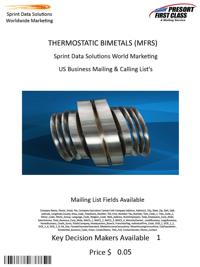 THERMOSTATIC BIMETALS (MFRS)