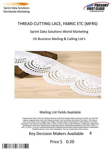 THREAD-CUTTING-LACE, FABRIC ETC (MFRS)