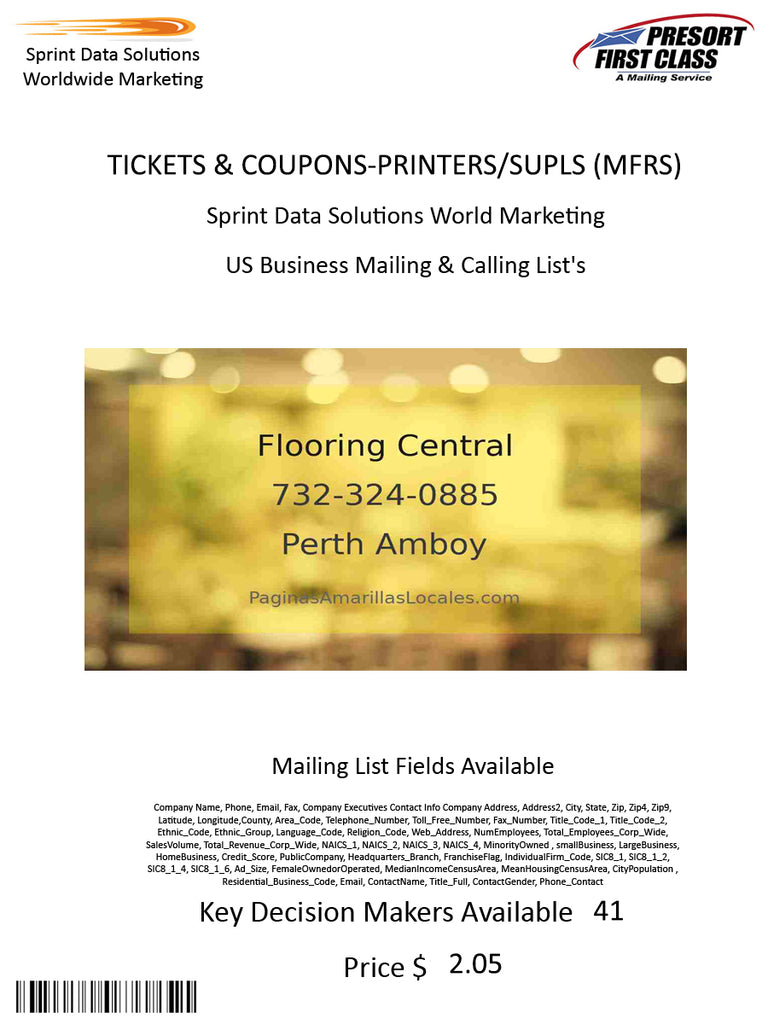 TICKETS & COUPONS-PRINTERS/SUPLS (MFRS)