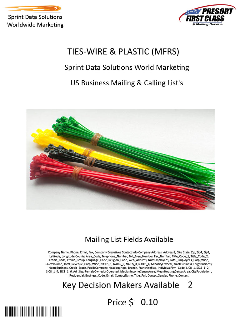 TIES-WIRE & PLASTIC (MFRS)