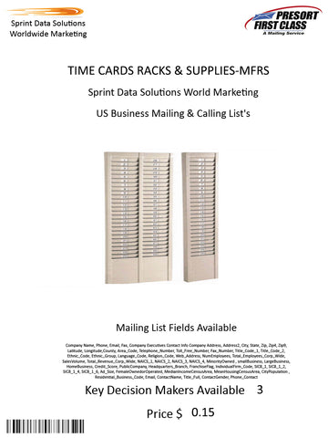 TIME CARDS RACKS & SUPPLIES-MFRS