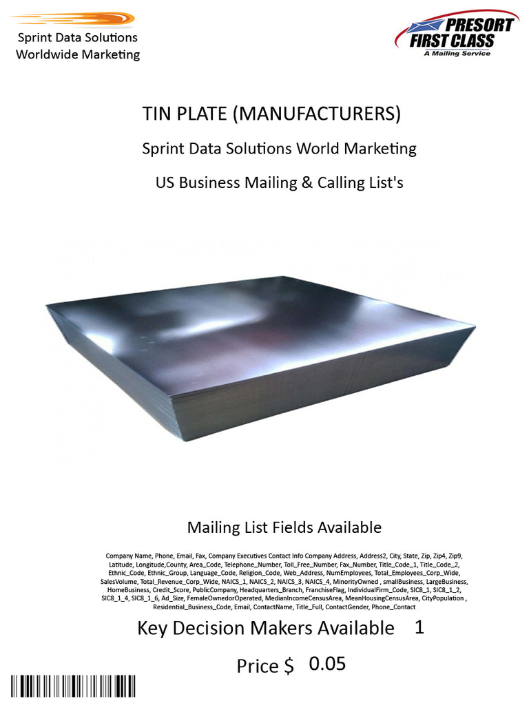 TIN PLATE (MANUFACTURERS)