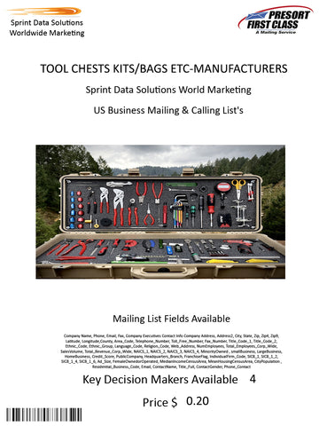 TOOL CHESTS KITS/BAGS ETC-MANUFACTURERS