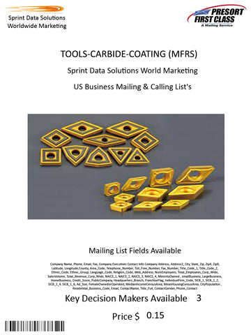 TOOLS-CARBIDE-COATING (MFRS)