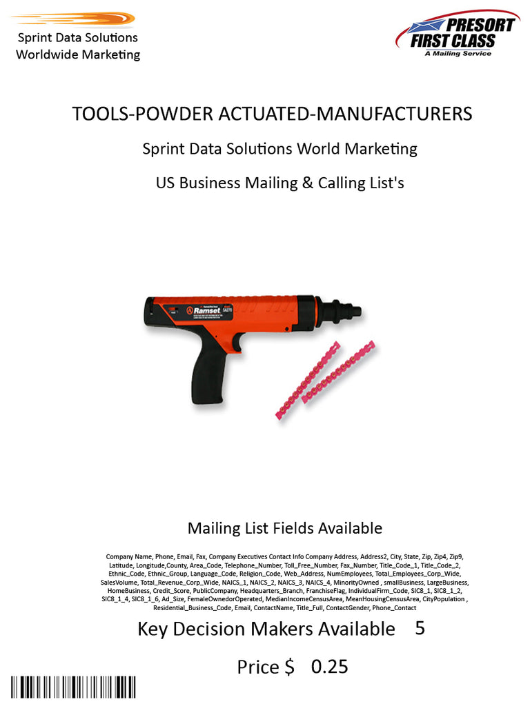 TOOLS-POWDER ACTUATED-MANUFACTURERS