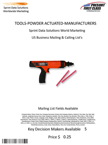 TOOLS-POWDER ACTUATED-MANUFACTURERS