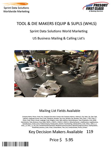 TOOL & DIE MAKERS EQUIP & SUPLS (WHLS)