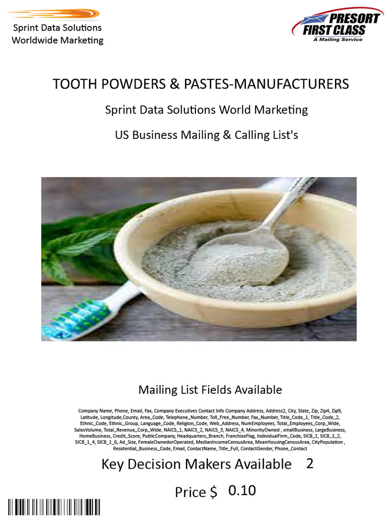 TOOTH POWDERS & PASTES-MANUFACTURERS